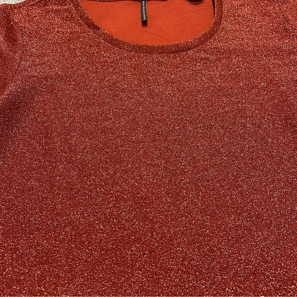 Scotch & Soda Maison Stargazer Lurex Glitter Shirt in Brick (M) - Picture 9 of 10